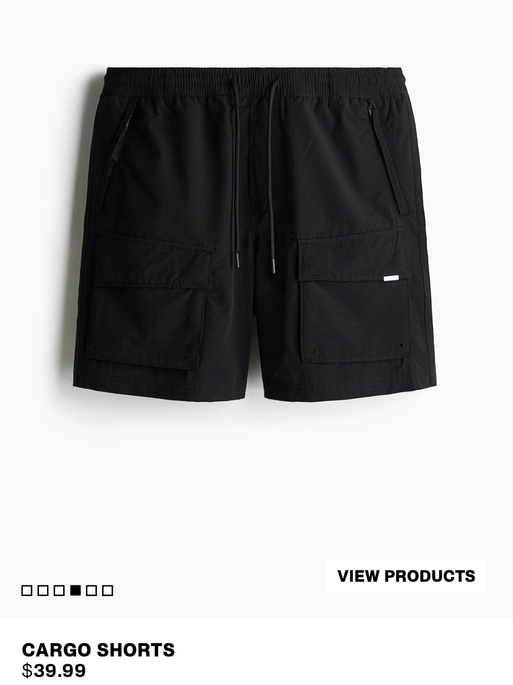 H&M Black Men's Cargo Shorts with Utility Pockets